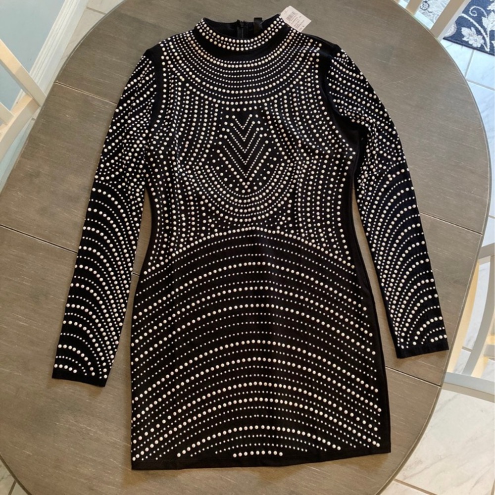 Windsor Studded Long Sleeve Bodycon Dress Fitted